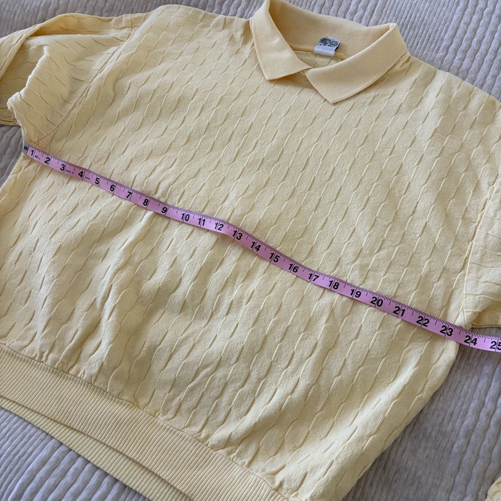 Vintage Cotton to the Core Buttercream Yellow Basketweave Knit Sweater Sz M - Picture 7 of 8